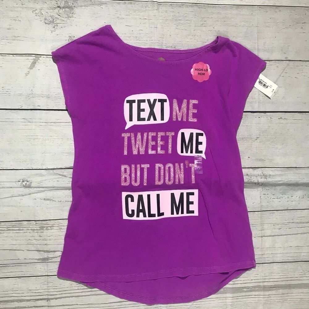 NWT Total Girl Girls High Low Graphic Tee  Purple  Size 14 New With Tags 